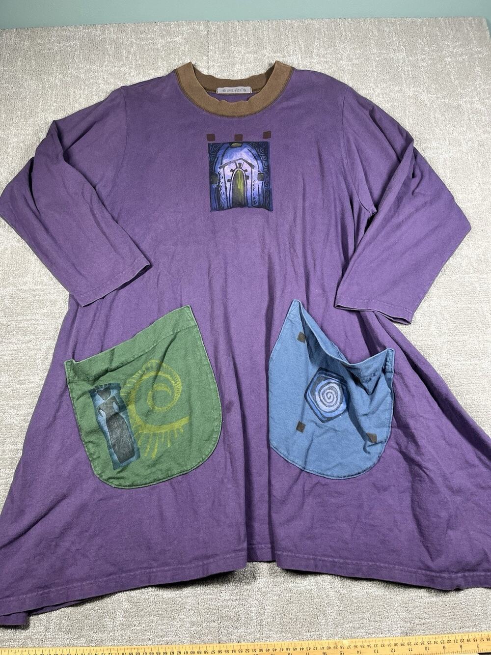 Blue Fish Oversized Asymmetric Pocket Dress Long Sleeve Read Below